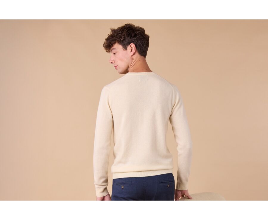 Pull col rond homme laine - Ecru - CONAN