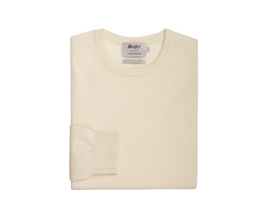 Pull col rond homme laine - Ecru - CONAN