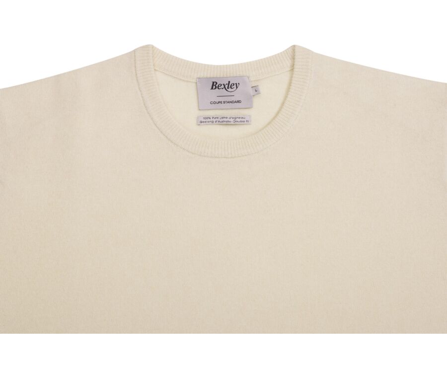 Pull col rond homme laine - Ecru - CONAN