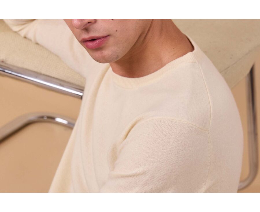 Pull col rond homme laine - Ecru - CONAN