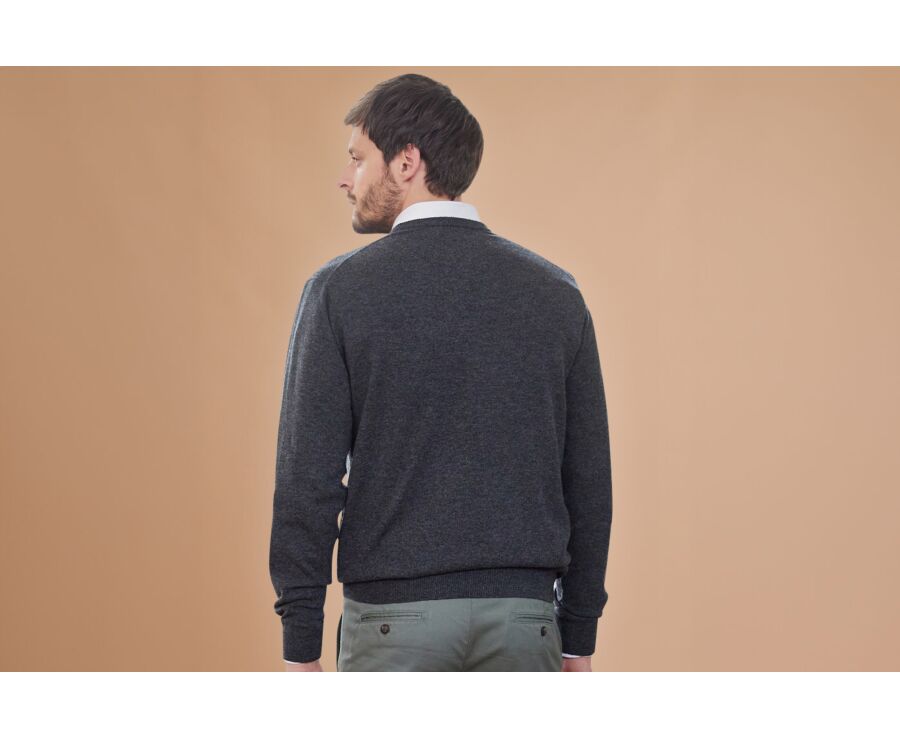 Pull laine homme col rond Gris Anthracite Chiné - CONAN