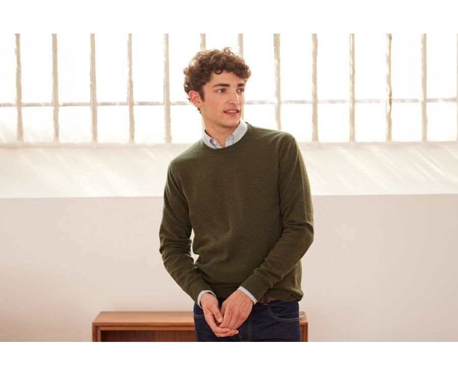 Pull homme laine col rond Vert - CONAN