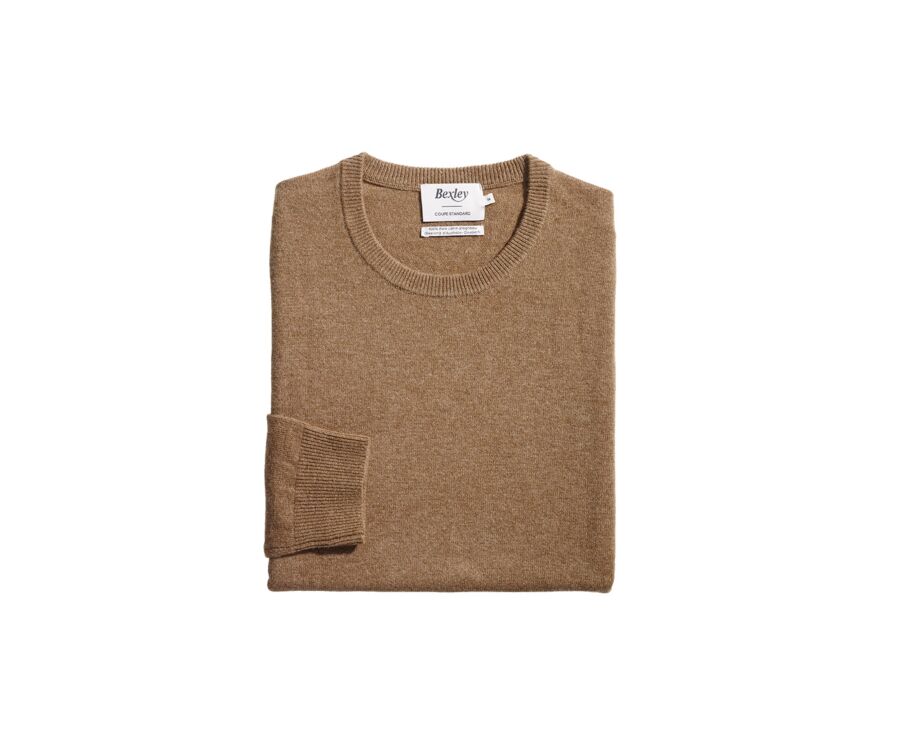 Pull col rond homme laine Noisette Chiné - CONAN
