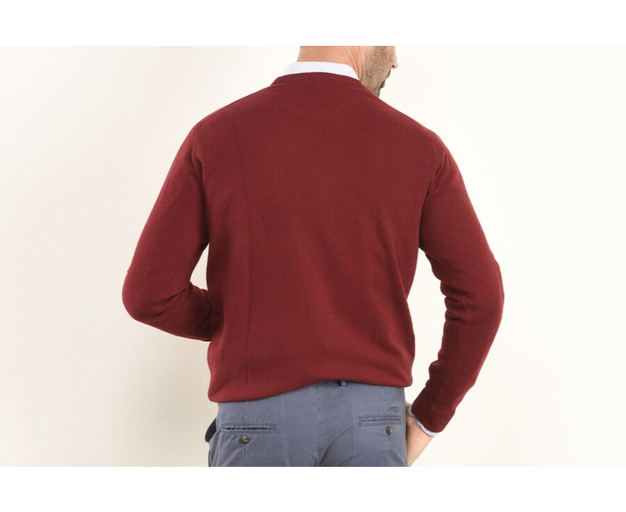 Pull homme laine col rond Rouge Sombre - CONAN