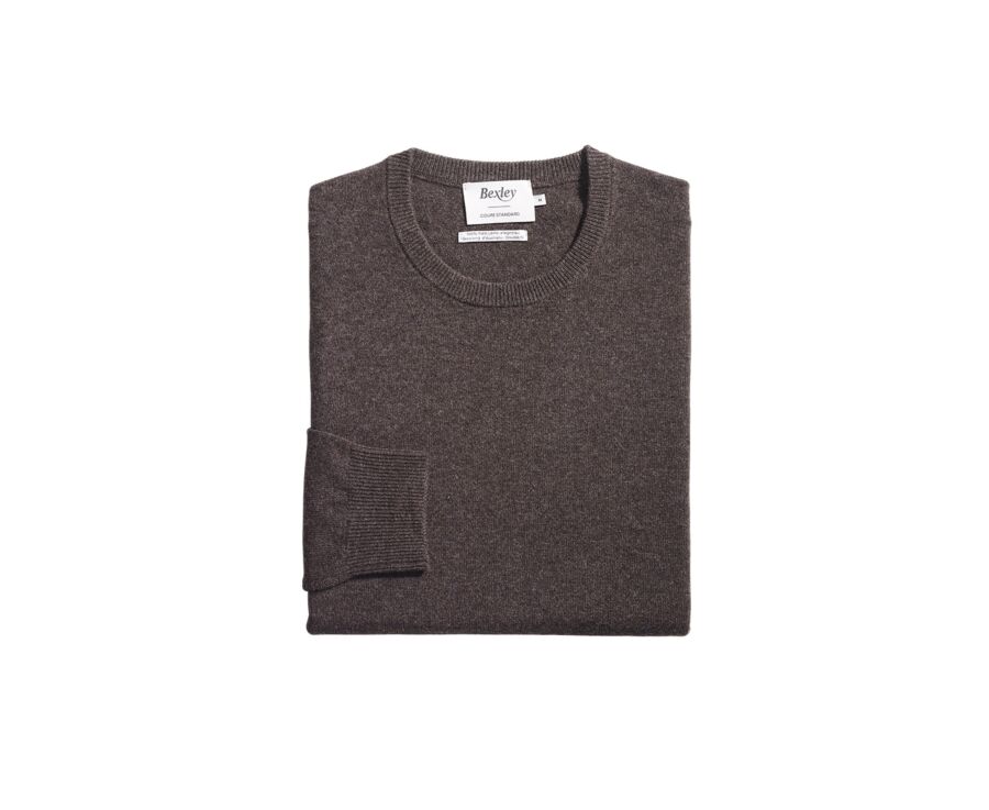 Pull col rond homme laine Chocolat Foncé - CONAN