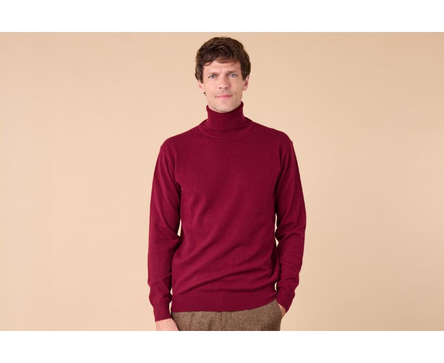 Pull col roulé homme laine - Bordeaux - EMERIC