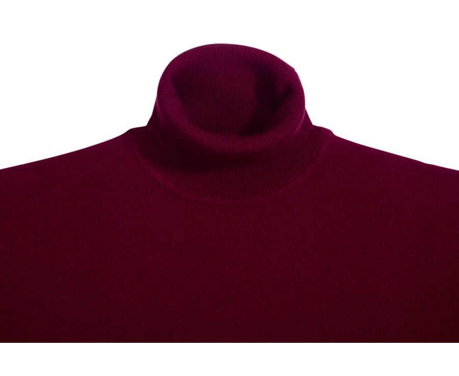 Pull col roulé homme laine - Bordeaux - EMERIC