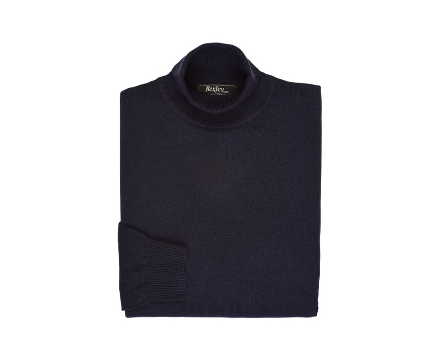 Pull laine homme col roulé Navy - EMERIC