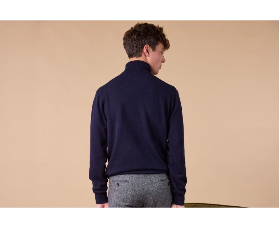 Pull laine homme col roulé Navy - EMERIC