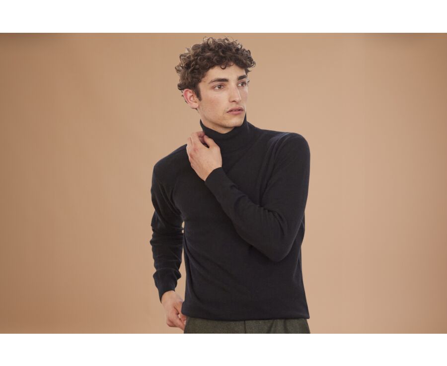 Pull col roulé homme laine Noir - EMERIC