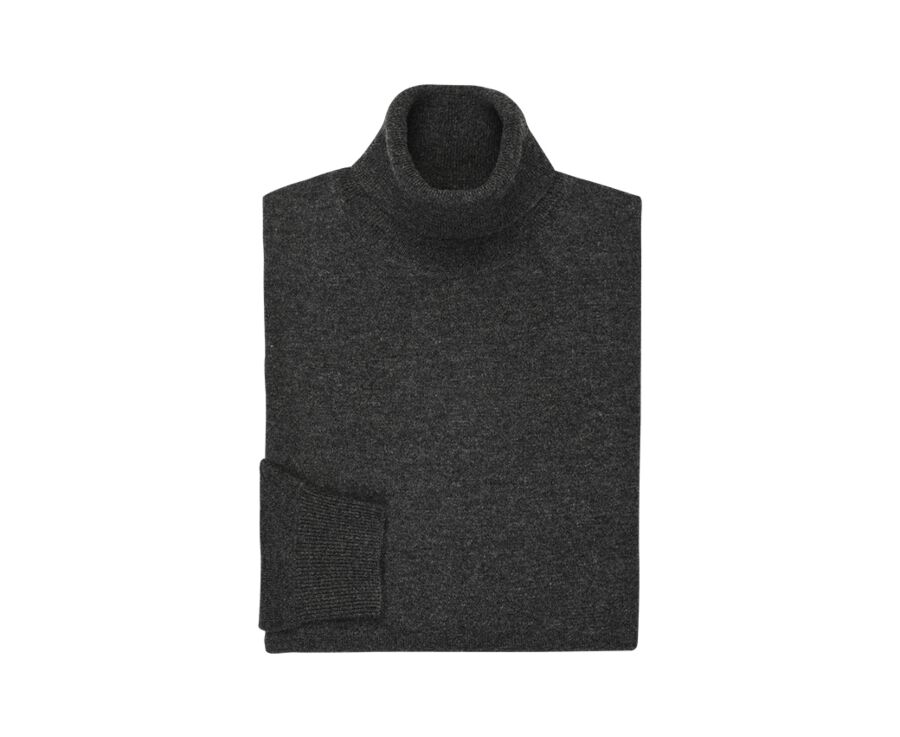 Pull col roulé homme laine Gris Anthracite Chiné - EMERIC