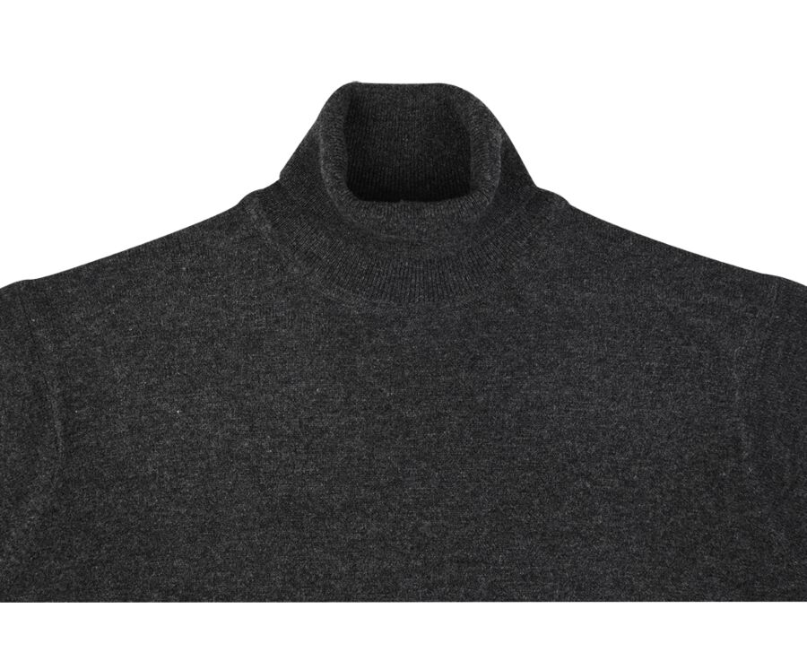 Pull col roulé homme laine Gris Anthracite Chiné - EMERIC