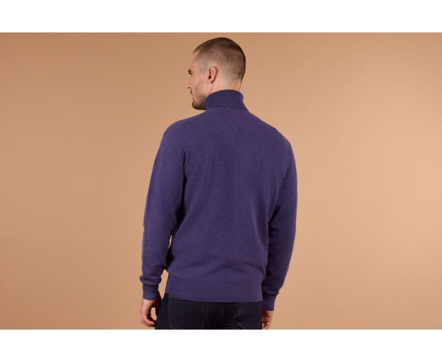 Pull homme col roulé violet chiné en laine d'agneau - EMERIC
