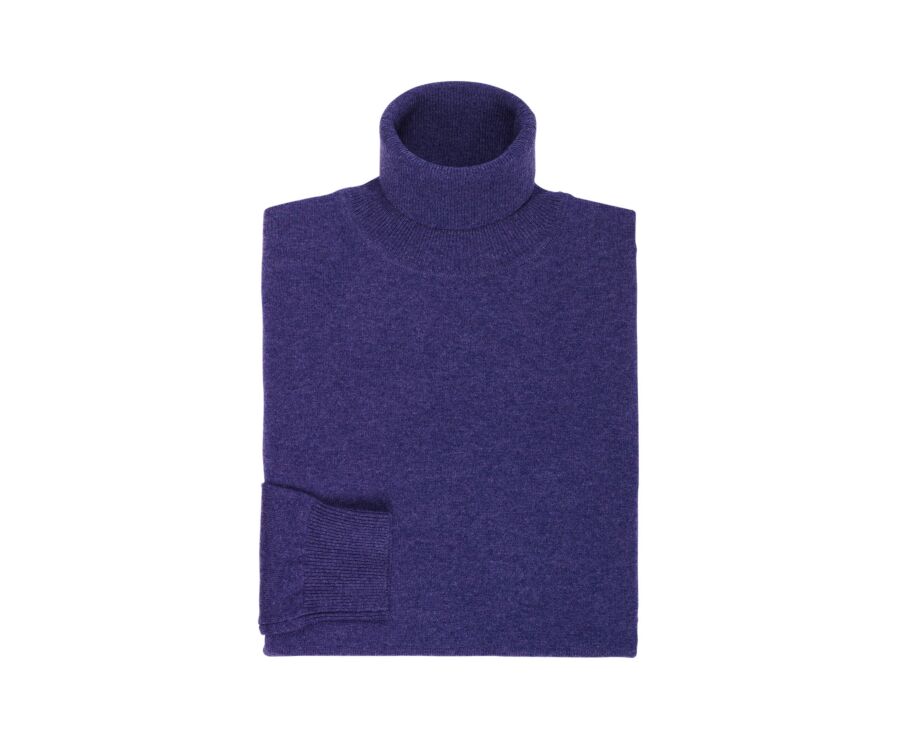 Pull homme col roulé violet chiné en laine d'agneau - EMERIC