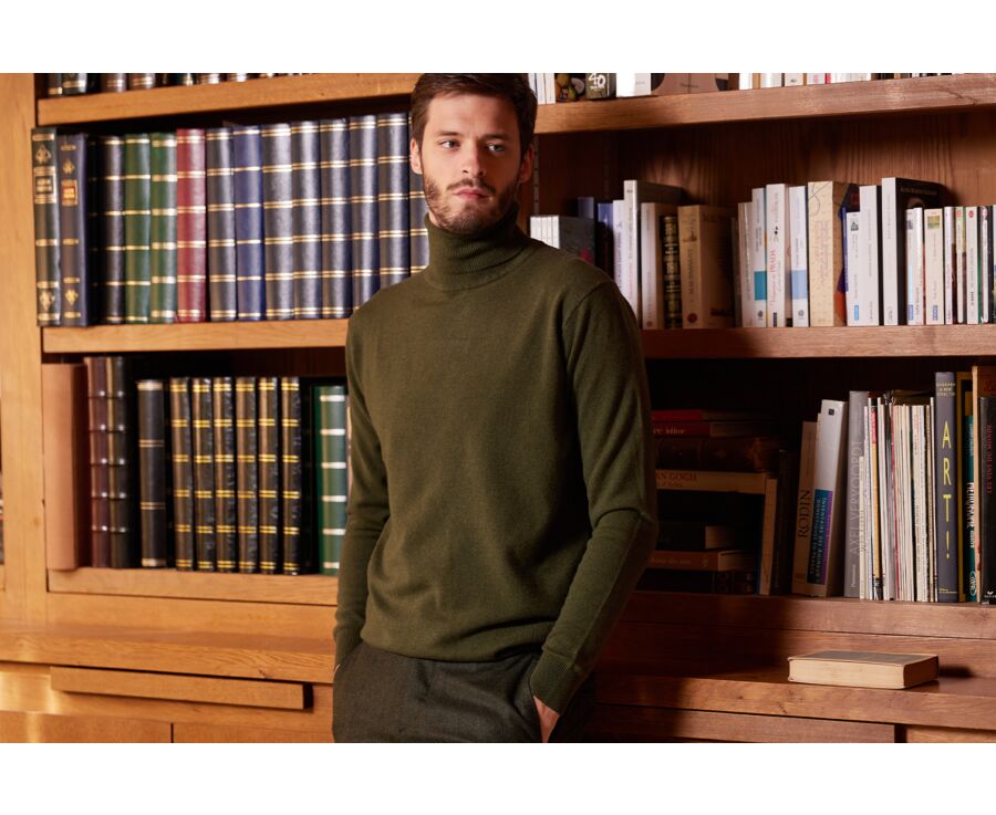 Pull col roulé homme laine Vert - EMERIC