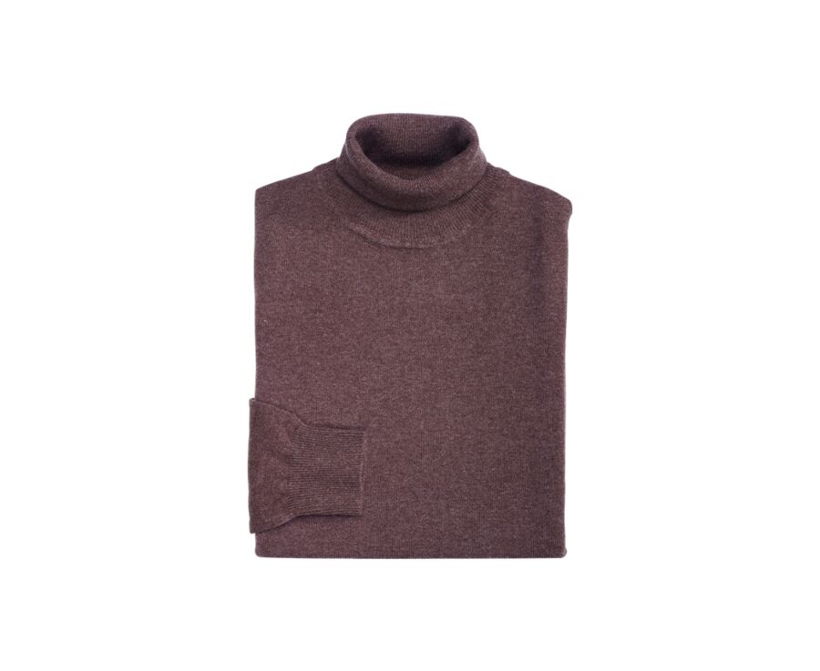 Pull laine homme col roulé Marron Brun - EMERIC