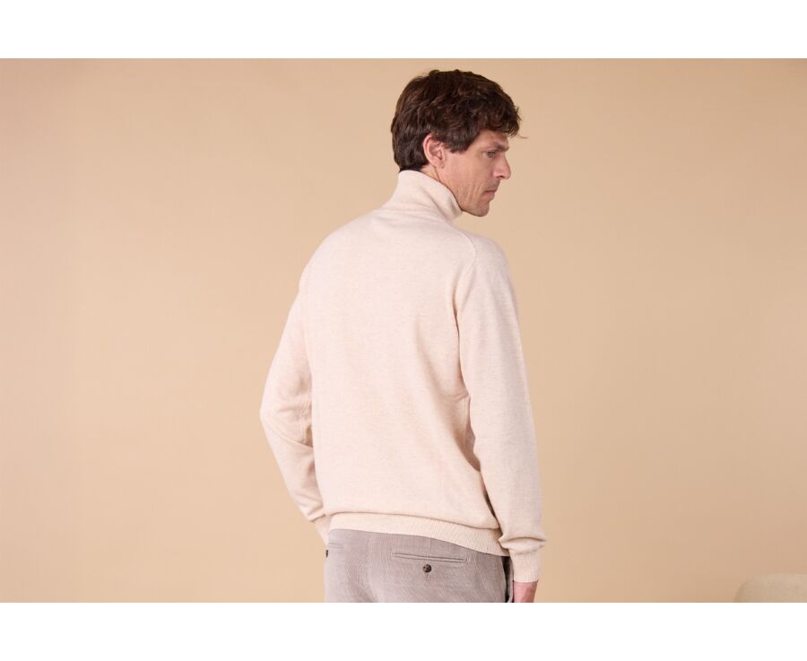 Pull col roulé homme laine - Beige Clair Chiné - EMERIC
