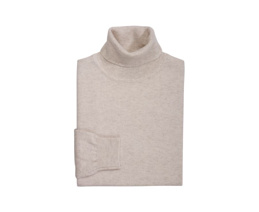 Pull col roulé homme laine - Beige Clair Chiné - EMERIC