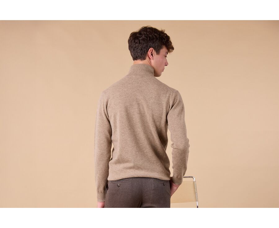 Pull col roulé homme laine -Taupe Chiné Clair - EMERIC