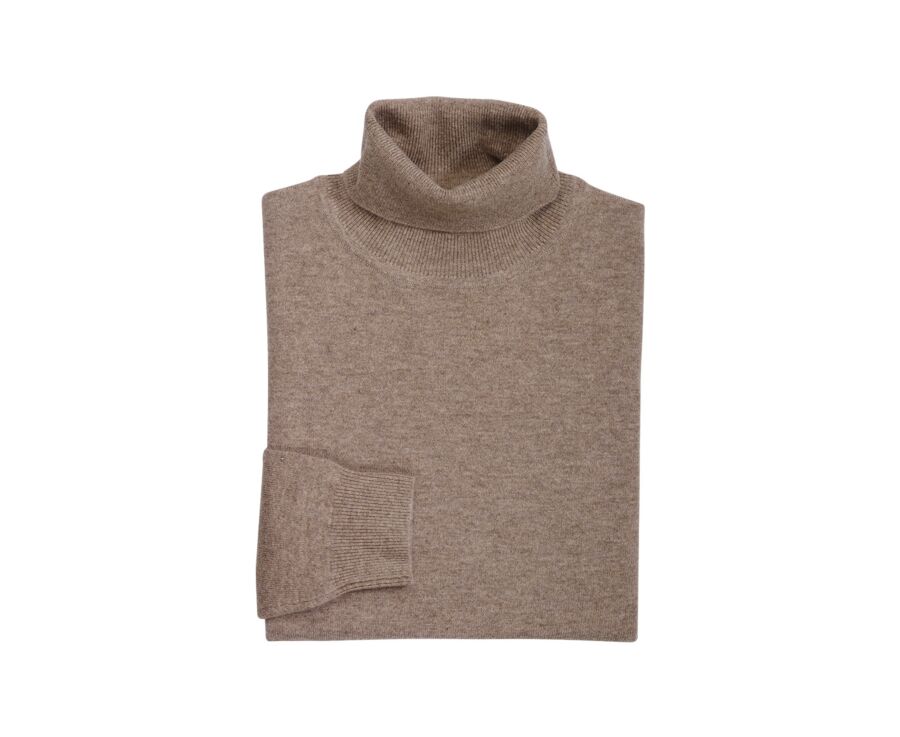 Pull col roulé homme laine -Taupe Chiné Clair - EMERIC