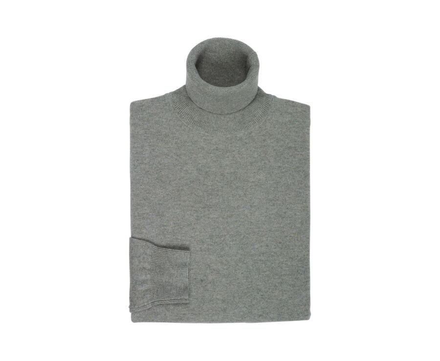 Pull homme col roulé kaki clair chiné en laine d'agneau - EMERIC