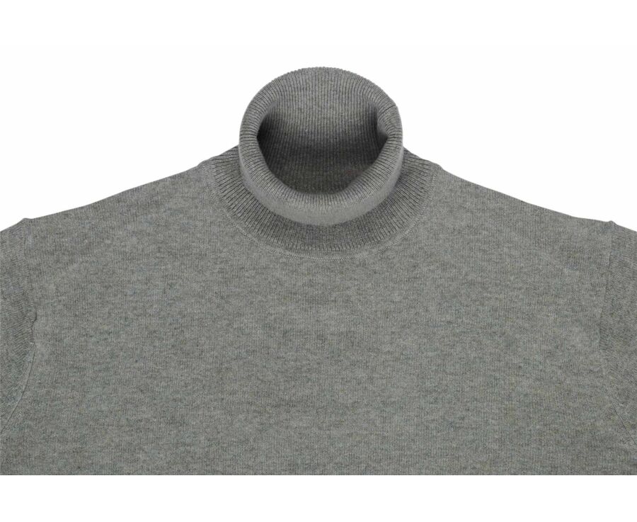Pull homme col roulé kaki clair chiné en laine d'agneau - EMERIC