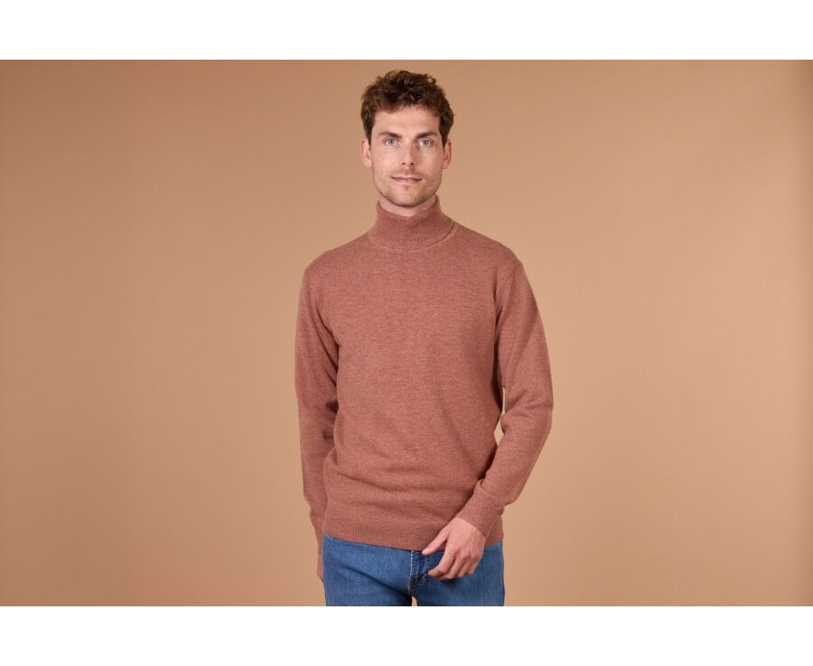 Pull homme col roulé rouille chiné en laine d'agneau - EMERIC