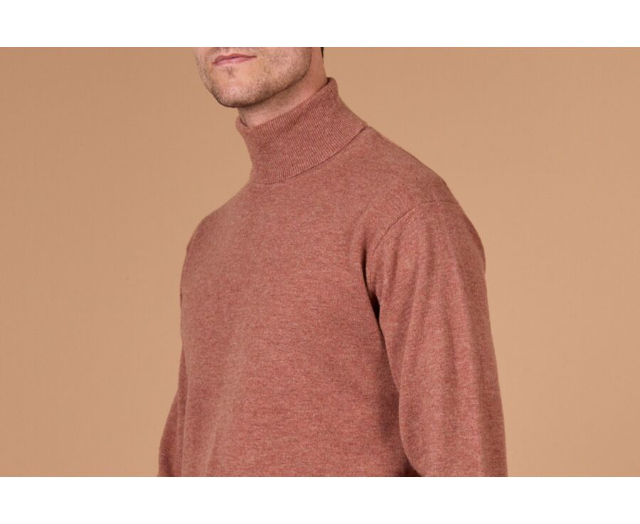 Pull homme col roulé rouille chiné en laine d'agneau - EMERIC