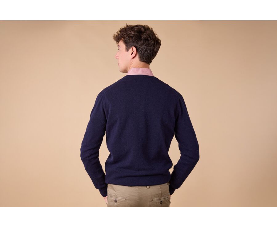 Pull homme laine col V Navy - ELIAN