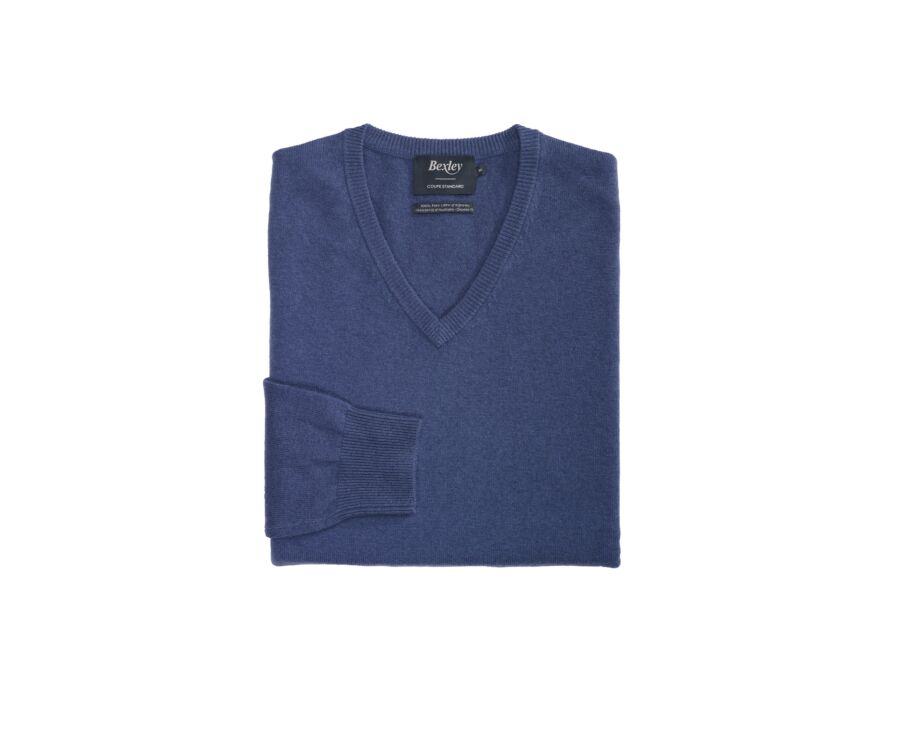 Pull col V homme laine Bleu Pétrole - ELIAN