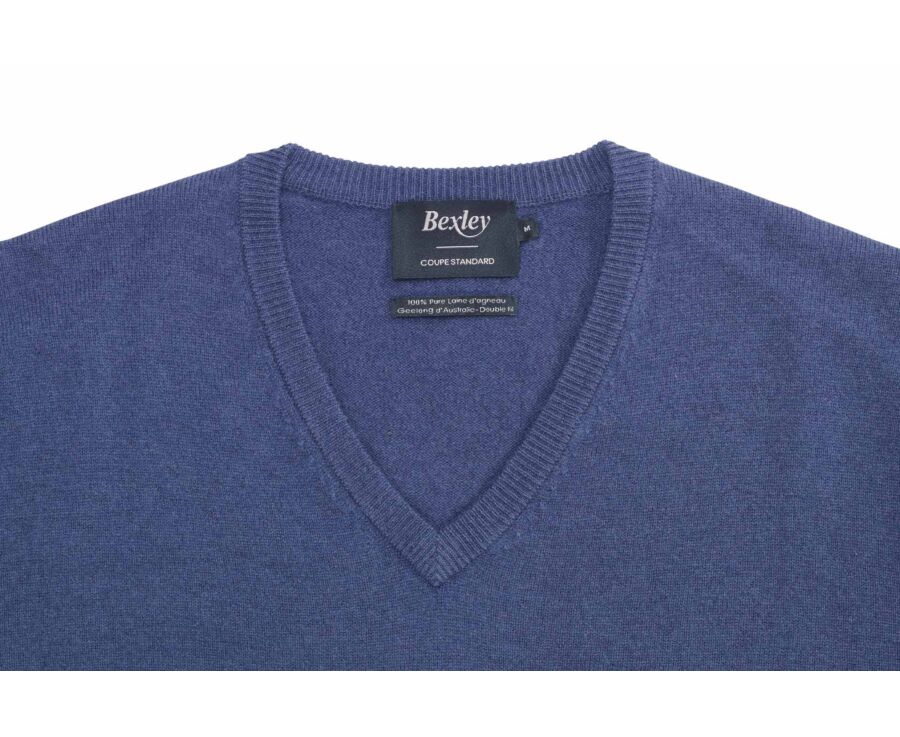 Pull col V homme laine Bleu Pétrole - ELIAN