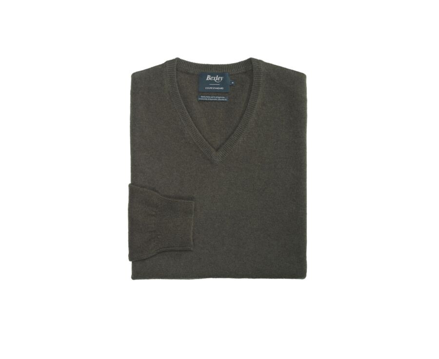 Pull homme laine col V Vert - ELIAN