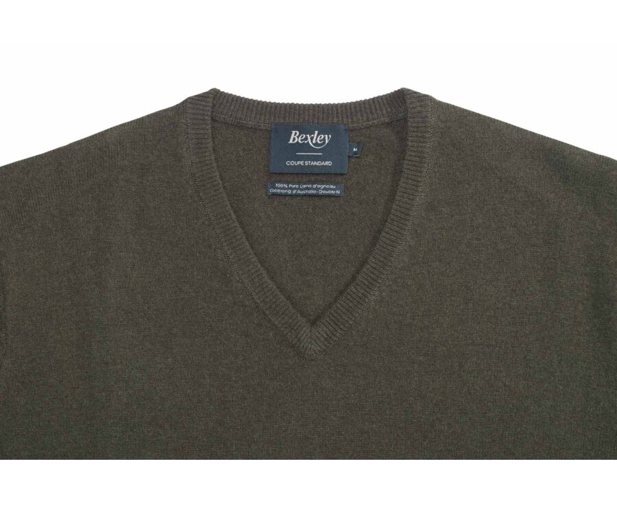 Pull homme laine col V Vert - ELIAN