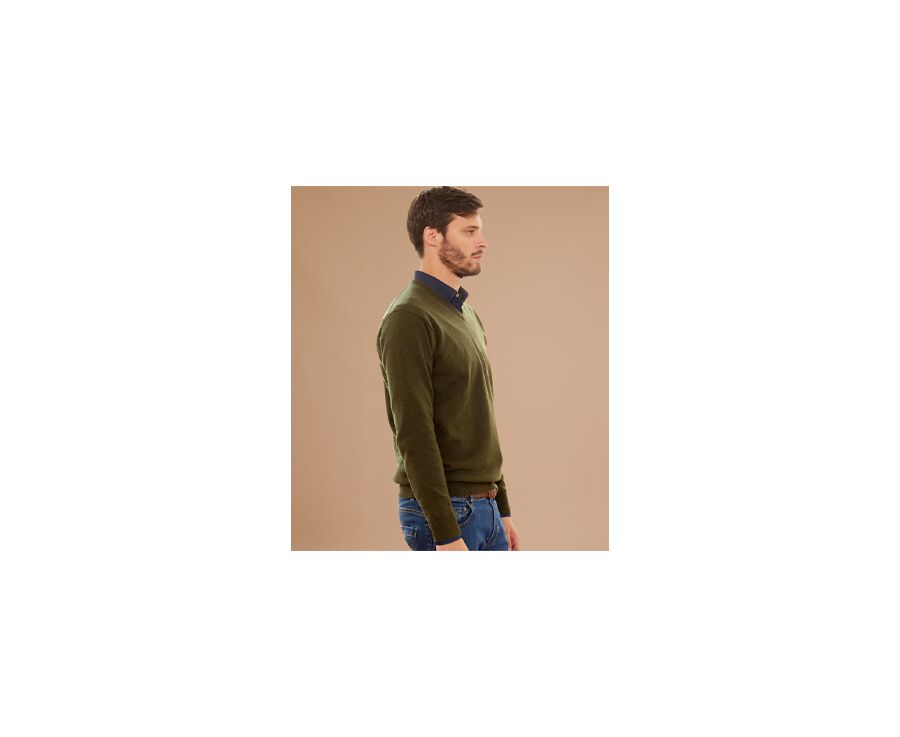 Pull homme laine col V Vert - ELIAN