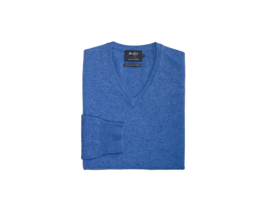Pull homme laine col V Bleu mer - ELIAN