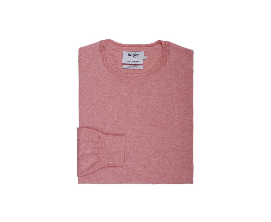 Pull col rond homme fin coton/cachemire Orange Chiné - VLADIMIR