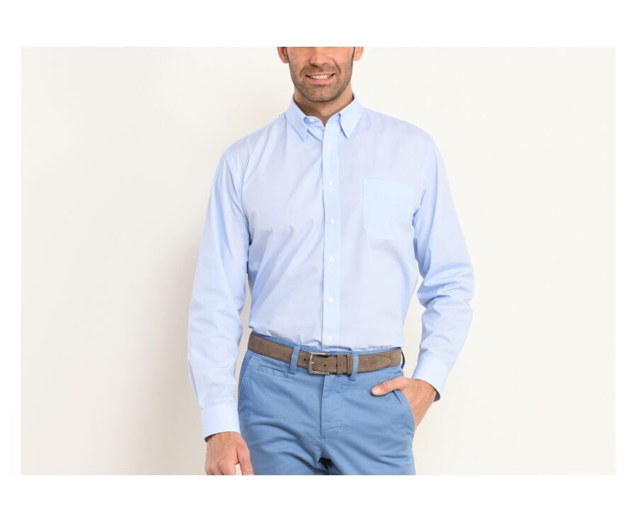 Chemise blanche imprimée motifs bleus - Col français - NESTOR