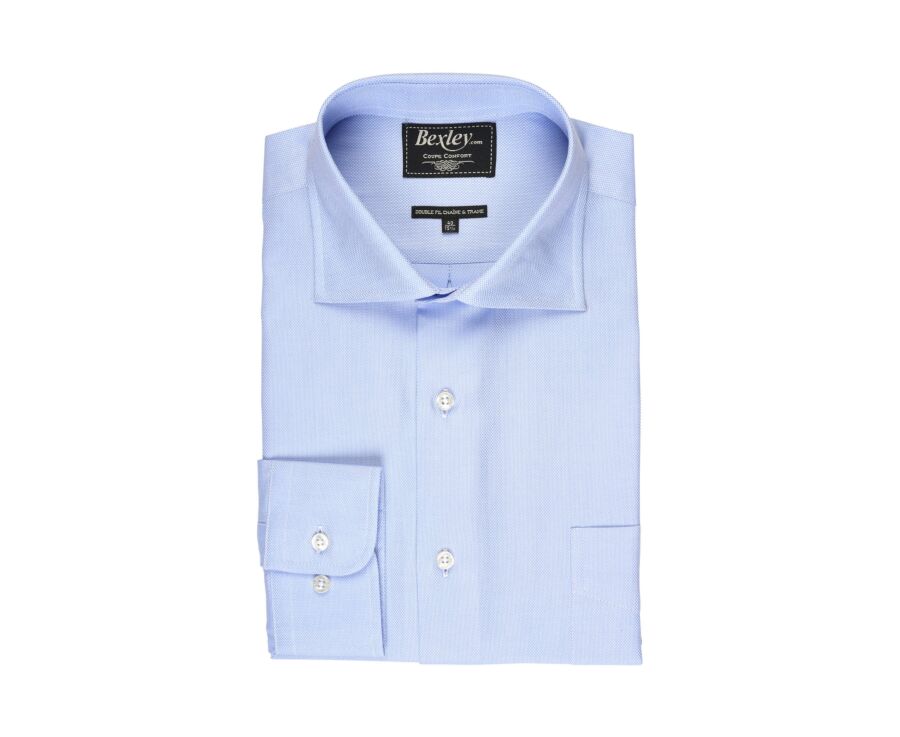 Chemise coton twill bleue - Col italien - CLAUDIO