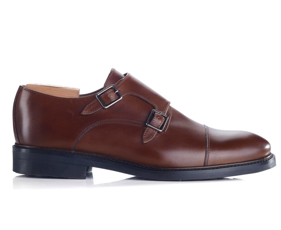 Chaussures homme double boucle Châtaigne Patiné - LINDSEY GOMME CITY