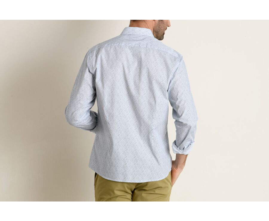 Chemise blanche à motifs bleus - Col français - MARIUS