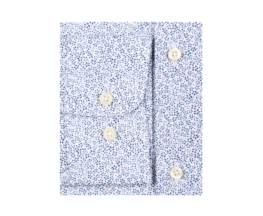 Chemise blanche à motifs bleus - Col français - MARIUS