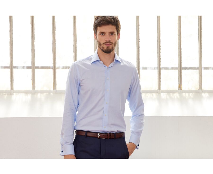 Chemise bleu pâle à boutons de manchettes - PAOLO