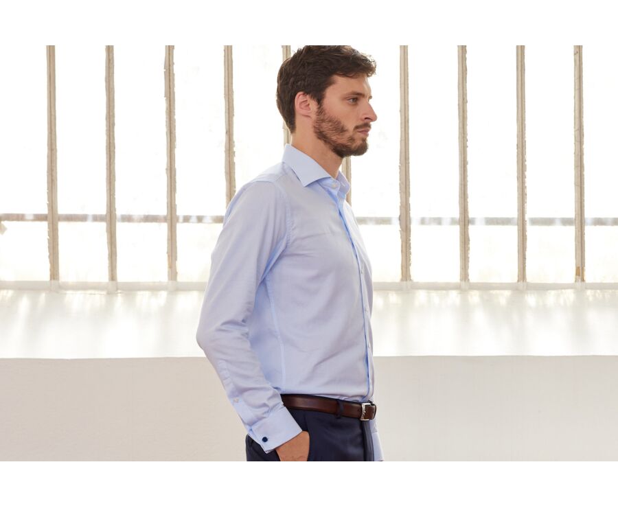 Chemise bleu pâle à boutons de manchettes - PAOLO