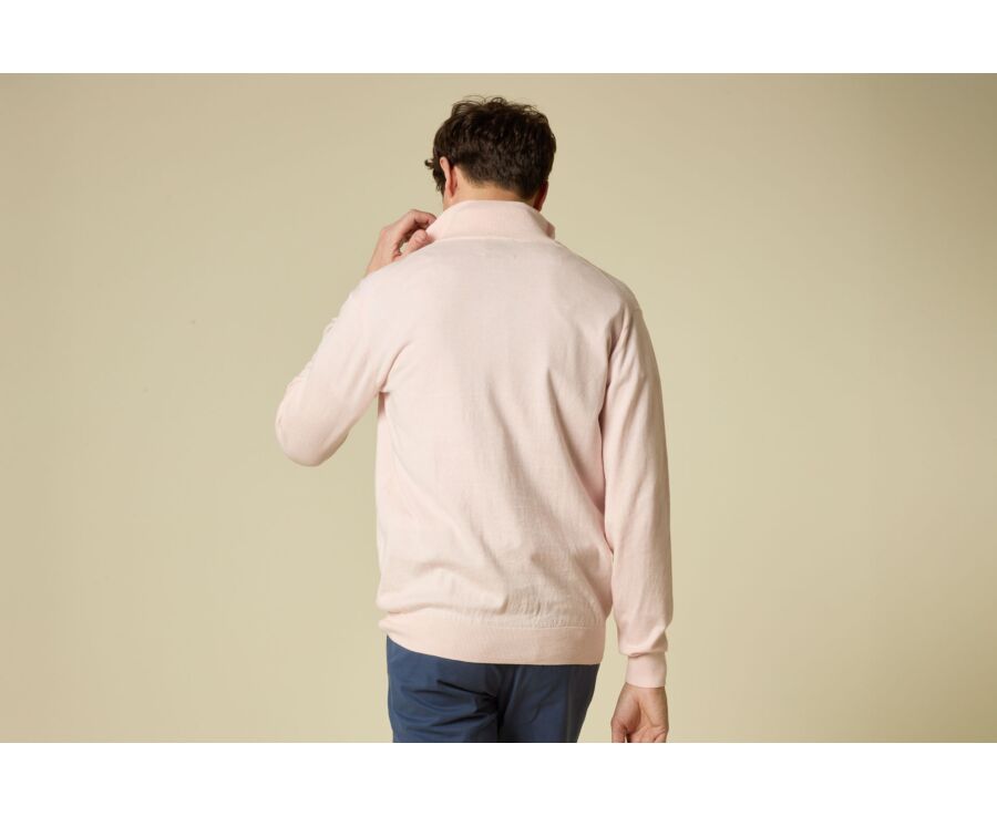 Pull fin homme coton bio/cachemire - Rose Clair Chiné - VLAD