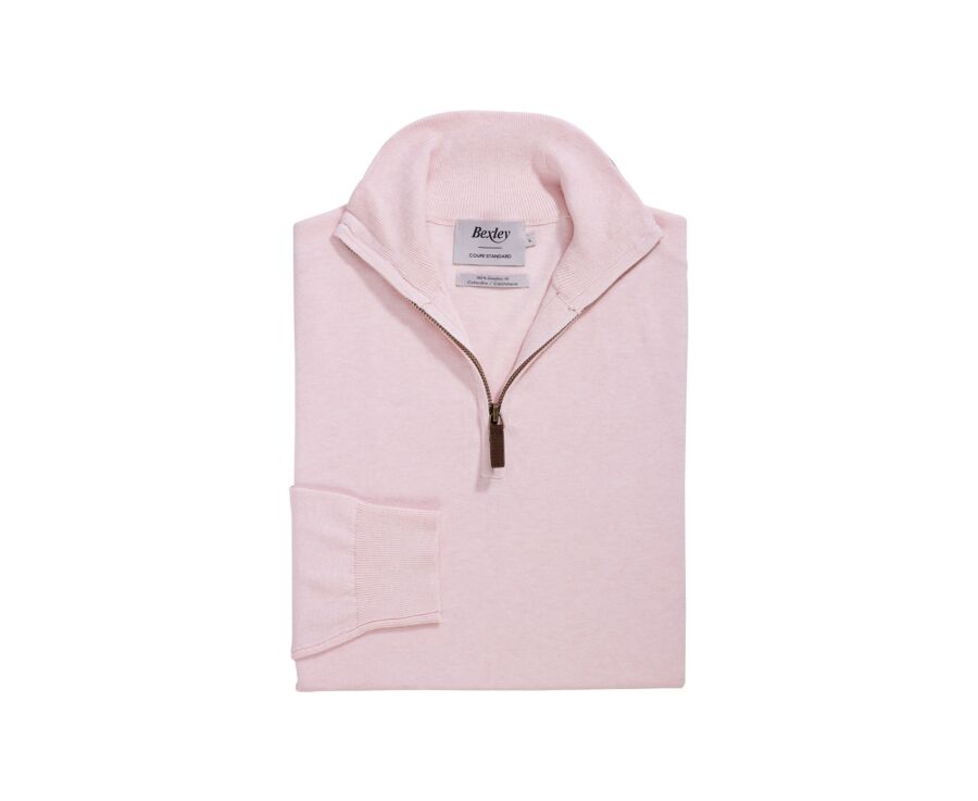 Pull fin homme coton bio/cachemire - Rose Clair Chiné - VLAD