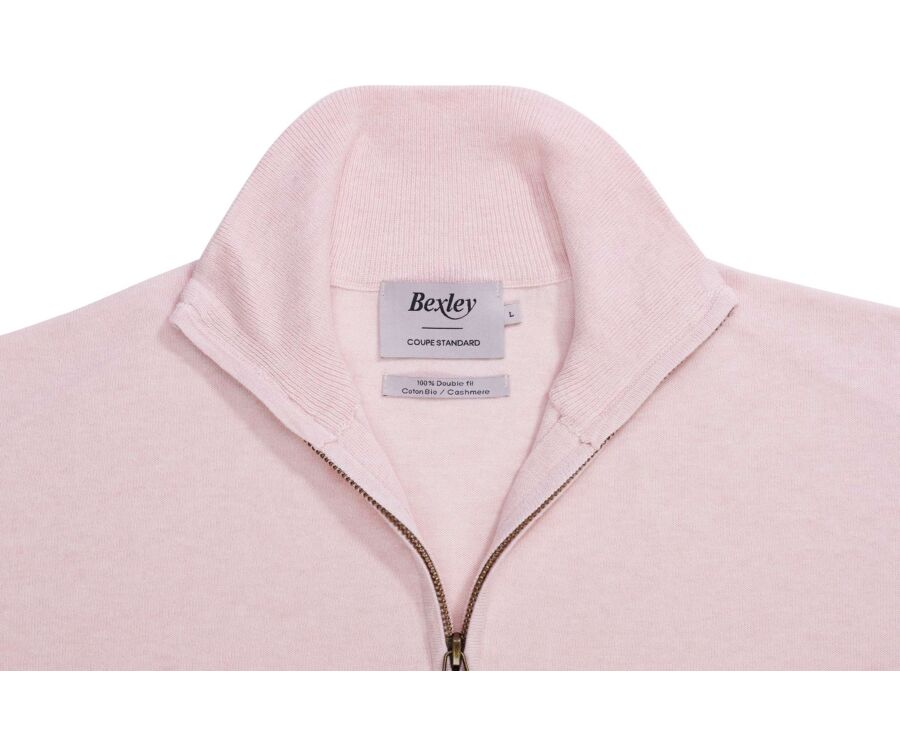 Pull fin homme coton bio/cachemire - Rose Clair Chiné - VLAD
