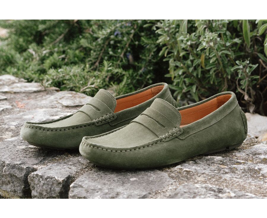 Mocassin homme été Velours Vert - SEACREST II