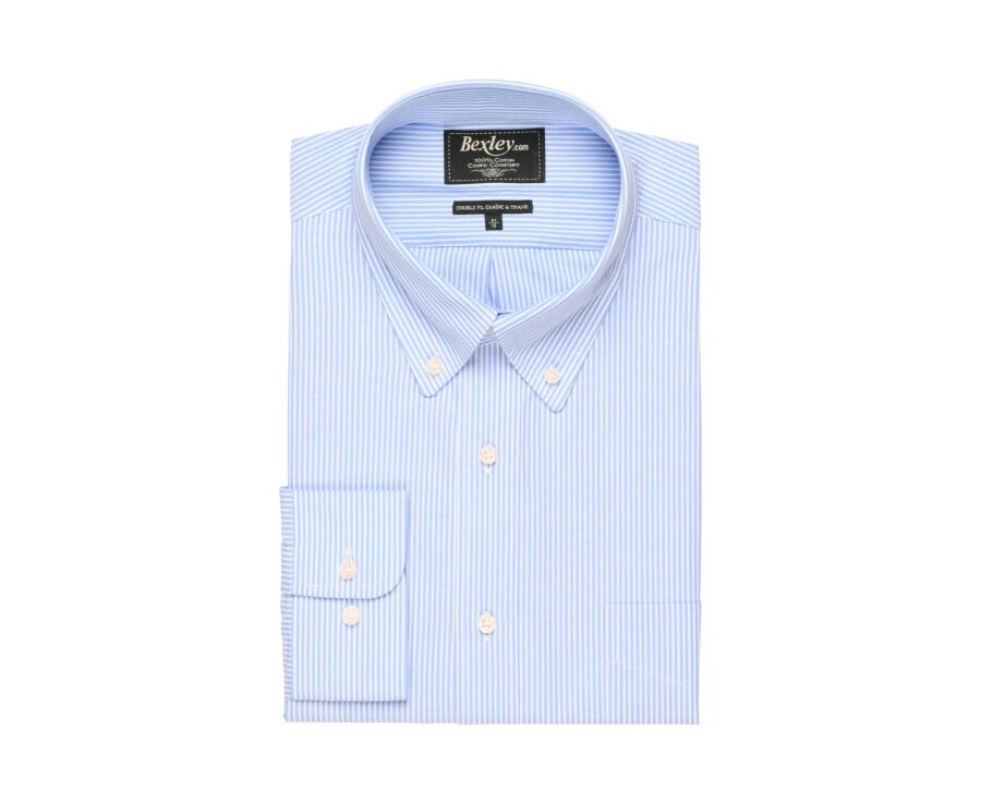 Chemise coton bleue à rayures blanches - QUINCY