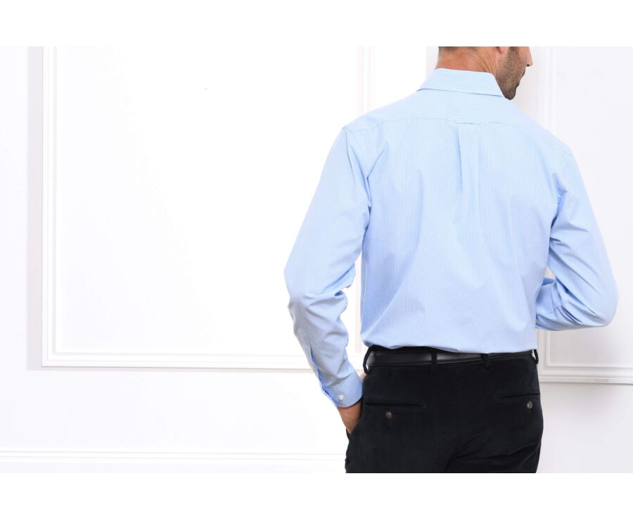 Chemise coton bleue à rayures blanches - QUINCY