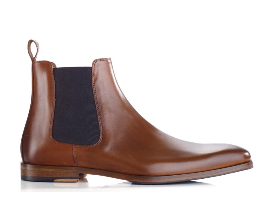 Chelsea boots cuir homme Cognac patiné - BERGAME PATIN